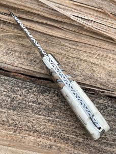 BUCK 112 RANGER OUTSIDE IVORY WITH MAMMOTH TOOTH INLAY LEROY REMER CUSTOM KNIFE #3