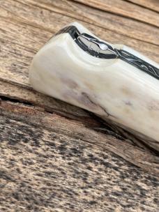 BUCK 112 RANGER OUTSIDE IVORY WITH MAMMOTH TOOTH INLAY LEROY REMER CUSTOM KNIFE #3
