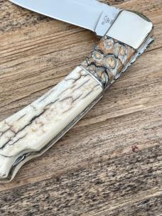BUCK 110 FOLDING HUNTER OUTSIDE IVORY WITH MAMMOTH TOOTH INLAY LEROY REMER CUSTOM KNIFE #5