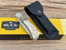 BUCK 110 FOLDING HUNTER OUTSIDE IVORY WITH MAMMOTH TOOTH INLAY LEROY REMER CUSTOM KNIFE #5