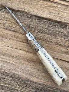 BUCK 110 FOLDING HUNTER OUTSIDE IVORY WITH MAMMOTH TOOTH INLAY LEROY REMER CUSTOM KNIFE #5