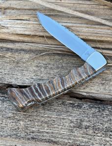 BUCK 110 FOLDING HUNTER BROWN MAMMOTH TOOTH WITH FINGERS LEROY REMER CUSTOM KNIFE #8