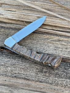 BUCK 110 FOLDING HUNTER BROWN MAMMOTH TOOTH WITH FINGERS LEROY REMER CUSTOM KNIFE #8