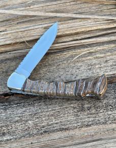 BUCK 110 FOLDING HUNTER BROWN MAMMOTH TOOTH WITH FINGERS LEROY REMER CUSTOM KNIFE #8