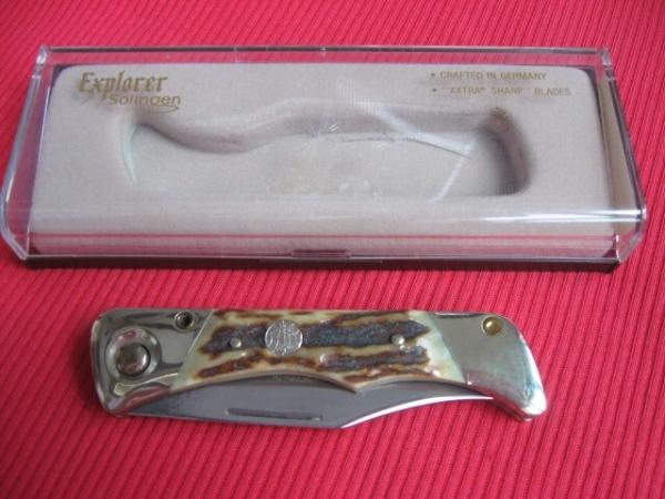 Vintage EXPLORER Solingen GERMANY Stag Switchblade Knife
