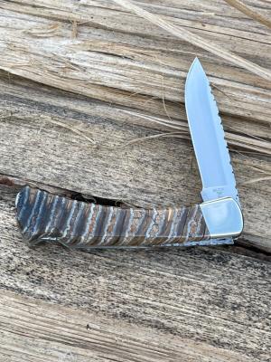 BUCK 110 FOLDING HUNTER BROWN MAMMOTH TOOTH CUSTOM LEROY REMER 9