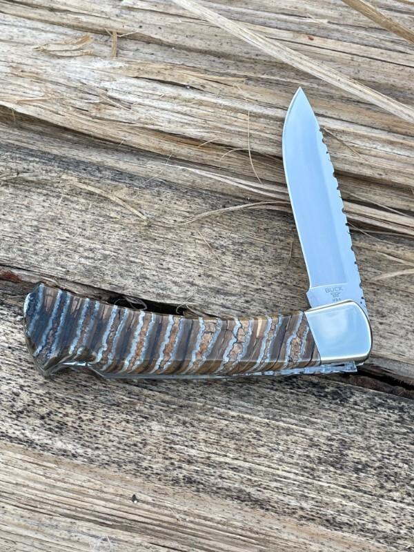 BUCK 110 FOLDING HUNTER BROWN MAMMOTH TOOTH CUSTOM LEROY REMER #9