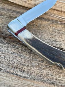 BUCK 110 FOLDING HUNTER ELK HORN WITH BLOODY JASPER INLAYS LEROY REMER CUSTOM KNIFE #7