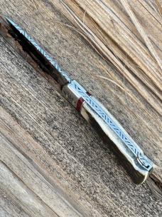 BUCK 110 FOLDING HUNTER ELK HORN WITH BLOODY JASPER INLAYS LEROY REMER CUSTOM KNIFE #7