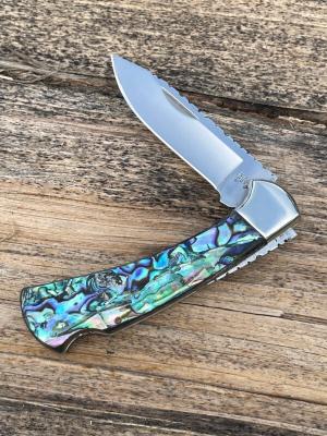 BUCK 112 RANGER PAUA SHELL LEROY REMER CUSTOM KNIFE #10
