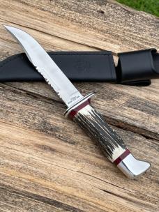  LEROY REMER BUCK 119 ALUMINUM GUARD AND BUTT SAMBAR STAG W/BLOODY JASPER INLAYS #14