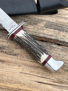  LEROY REMER BUCK 119 ALUMINUM GUARD AND BUTT SAMBAR STAG W/BLOODY JASPER INLAYS #14