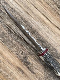  LEROY REMER BUCK 119 ALUMINUM GUARD AND BUTT SAMBAR STAG W/BLOODY JASPER INLAYS #14
