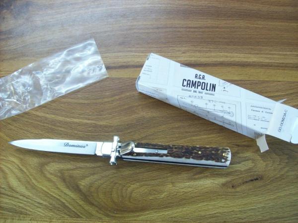 A.G.A. Campolin Italian 9" Dominus Genuine Stag/Antler Swedgey Blade UNUSED W/Orig. Box A.G.A. Campolin Italian 9" Dominus Genuine Stag/Antler Swedgey Blade UNUSED W/Orig. Box