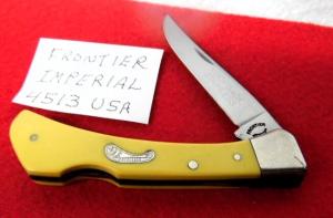 FRONTIER IMPERIAL USA 4513 YELLOW HANDLE LOCK BACK 4" PRE-OWNED VERY NICE YEAR UNKNOWN