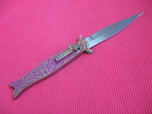 Vintage All Metal Dagger Fishtail Switchblade Knife - 10quot