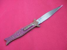 Vintage All Metal Dagger Fishtail Switchblade Knife - 10" 
