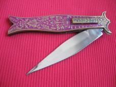 Vintage All Metal Dagger Fishtail Switchblade Knife - 10" 