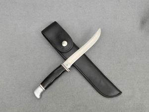 VINTAGE *RARE* BUCK USA 2 LINE INVERTED 121 FISHERMAN KNIFE w/ORIGINAL SHEATH!
