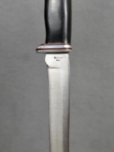 VINTAGE *RARE* BUCK USA 2 LINE INVERTED 121 FISHERMAN KNIFE w/ORIGINAL SHEATH!