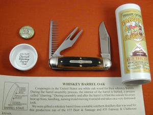Great Eastern Cutlery GEC Charred Whiskey Barrel Oak Fairway and Clubhouse Knife Made in USA 351325