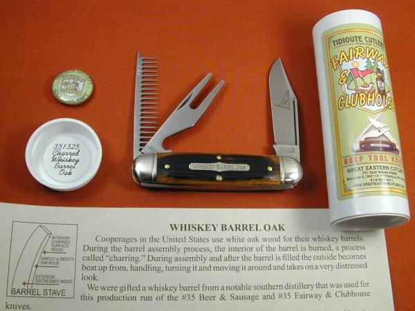 Great Eastern Cutlery GEC Charred Whiskey Barrel Oak Fairway and Clubhouse Knife Made in USA 351325 Great Eastern Cutlery GEC Charred Whiskey Barrel Oak Fairway and Clubhouse Knife Made in USA 351325