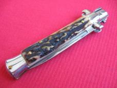 Vintage 8" Stag Flat Ground BLADE ITALIAN STILETTO Switchblade Knife