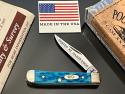 Case XX Tiny Trapper Single Blade Tested “Tested XX Razor Edge”Caribbean Blue Bone Knife SFO Mint.