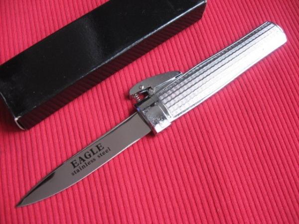 Older Chrome Plated Gravity Machined Handle OTF Knife