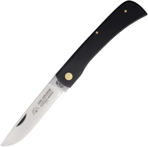 GERMAN EYE BRAND - CLODBUSTER #99  {LARGE} - ETCHED BLADE - 4 5/8" CLOSED - BLACK HANDLES