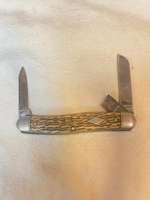 Shapleigh Diamond Edge Serpentine Stockman DE Shield Jigged Horn Broken Blade amp Missing Back Sc