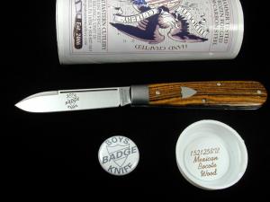 Great Eastern Cutlery GEC Smooth Mexican Bocote Wood Boys Badge Knife NIT Made in USA 152125STL