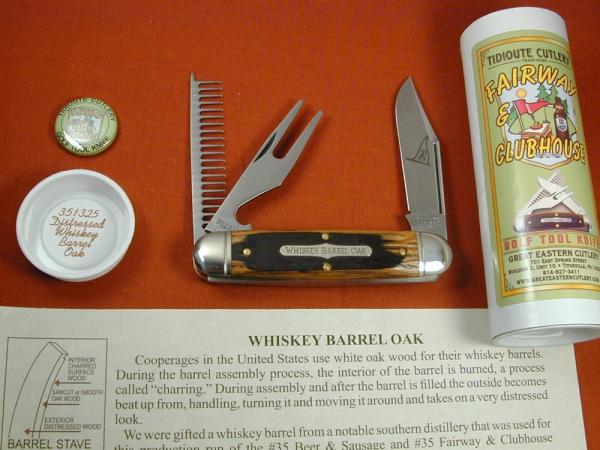 Great Eastern Cutlery GEC Distressed Whiskey Barrel Oak Fairway and Clubhouse Knife USA Made 351325 Great Eastern Cutlery GEC Distressed Whiskey Barrel Oak Fairway and Clubhouse Knife USA Made 351325