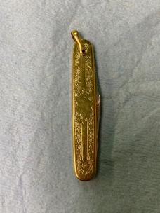 Vintage Gentleman’s Pocket Knife – Gold-Toned Handles – Made in USA – 2-Blade Pen Knife – 2 ¾” Close
