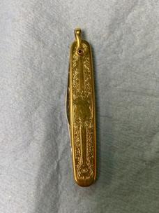 Vintage Gentleman’s Pocket Knife – Gold-Toned Handles – Made in USA – 2-Blade Pen Knife – 2 ¾” Close