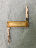 Vintage Brown & Bigelow “Remembrance Advertising” Pocket Knife – 2-Blade – Striped Celluloid – 2 ¼” 