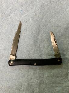 Vintage KA-BAR Union Cutlery 2-Blade Serpentine Jack Knife – Olean, NY – 2 ⅝” Closed – Black Scales