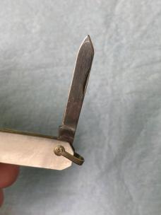 Vintage 2-Blade Pen Knife – Mother-of-Pearl Handles – 2 1⁄8” Closed – Nail File & Pen Blade – Nickel