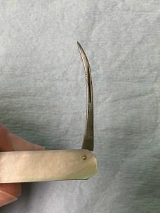 Vintage 2-Blade Pen Knife – Mother-of-Pearl Handles – 2 1⁄8” Closed – Nail File & Pen Blade – Nickel