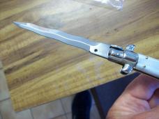 Vintage Italian Inox Italy Stiletto Kriss Automatic Swivel Bolster White Pearlex Handles Beauty!