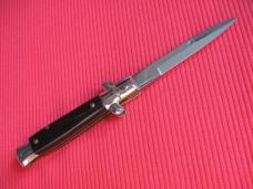 Vintage ITALY INOX 7" Black HORN Bayonet BLADE ITALIAN STILETTO Knife