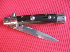 Vintage ITALY INOX 7" Black HORN Bayonet BLADE ITALIAN STILETTO Knife