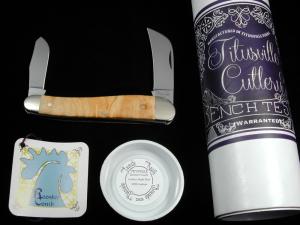 Titusville Cutlery Golden Maple Burl Wood Rooster Comb Farmer Knife Rare 1 of 10 COA USA Made 2025