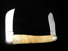 Titusville Cutlery Golden Maple Burl Wood Rooster Comb Farmer Knife Rare 1 of 10 COA USA Made 2025