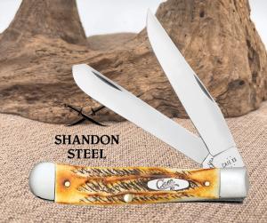 Case XX Knives USA Trapper 65 BoneStag 65345 Stainless Pocket Knife w Clip