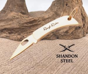 Rough Rider Mini Brass Finish Folding Pocket Knife RR163 Micro 1.12" Overall