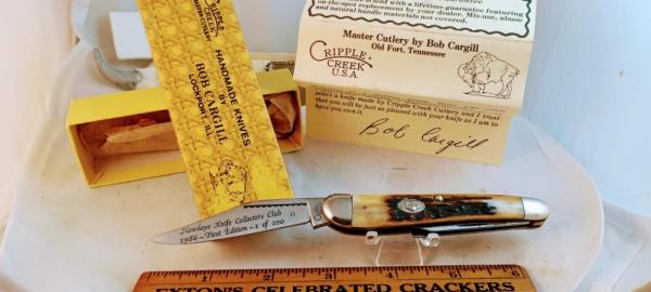 Bob Cargill 1986 Cripple Creek Stag Whittler 1 of 100 Beautiful Stag Handles Bob Cargill 1986 Cripple Creek Stag Whittler 1 of 100 Beautiful Stag Handles