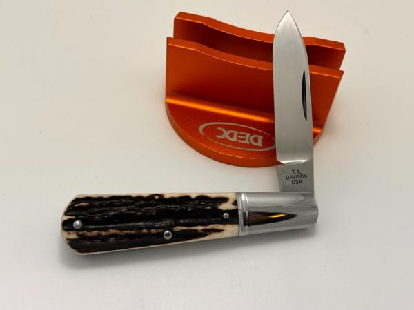 TODD T.A. DAVISON STAG HANDLE BARLOW SPEAR POINT BLADE A2 STEEL KNIFE