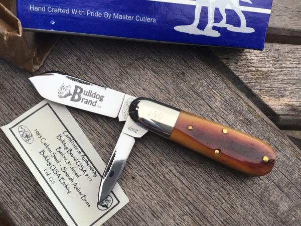 Great Eastern Cutlery 2009 Bulldog Brand SFO Pattern 25 Smooth Amber Bone Serial #87 Great Eastern Cutlery 2009 Bulldog Brand SFO Pattern 25 Smooth Amber Bone Serial #87