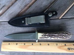 Elk Horn - Taylor Cutlery 1979 Kingsport, TN Coffin Handle Boot Dagger Stag